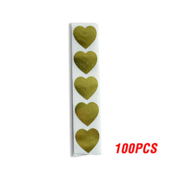100-500pcs Seal Labels Stickers Heart Shape Of Gold Stickers Scrapbooking For Package And Wedding Decoration Stationery Sticker (ONLINE ORDER ONLY)