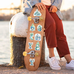 10/30/50PCS Cute Green Christmas Stickers Decoration Kawaii Cartoon Decals Toys Notebook Fridge Phone Bike Car Graffiti Sticker (ONLINE ORDER ONLY)