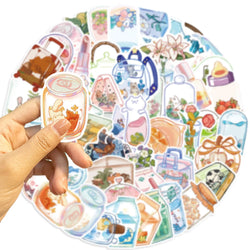 50Pcs Cute Cartoon Animals Plants Glass Stickers DIY Phone Guitar Laptop Notebook Suitcase Cup Waterproof Sticker Kids Toy﻿ (ONLINE ORDER ONLY)