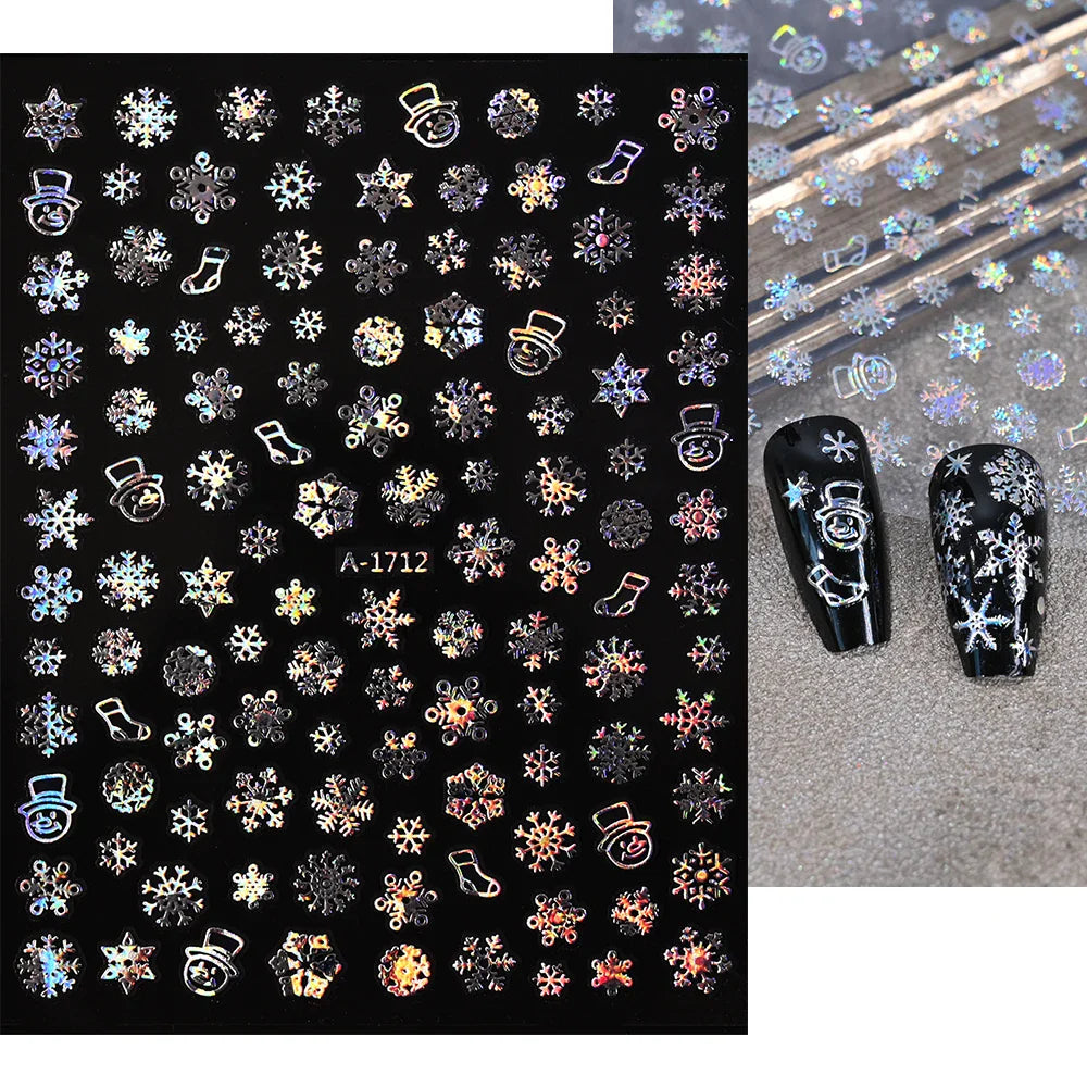 3D Snowflake Nail Art Decals Sliver Bronzing 3D Christmas Nail Art Decoration Self Adhesive Winter Christmas New Year Slides Y2K (ONLINE ORDER ONLY)