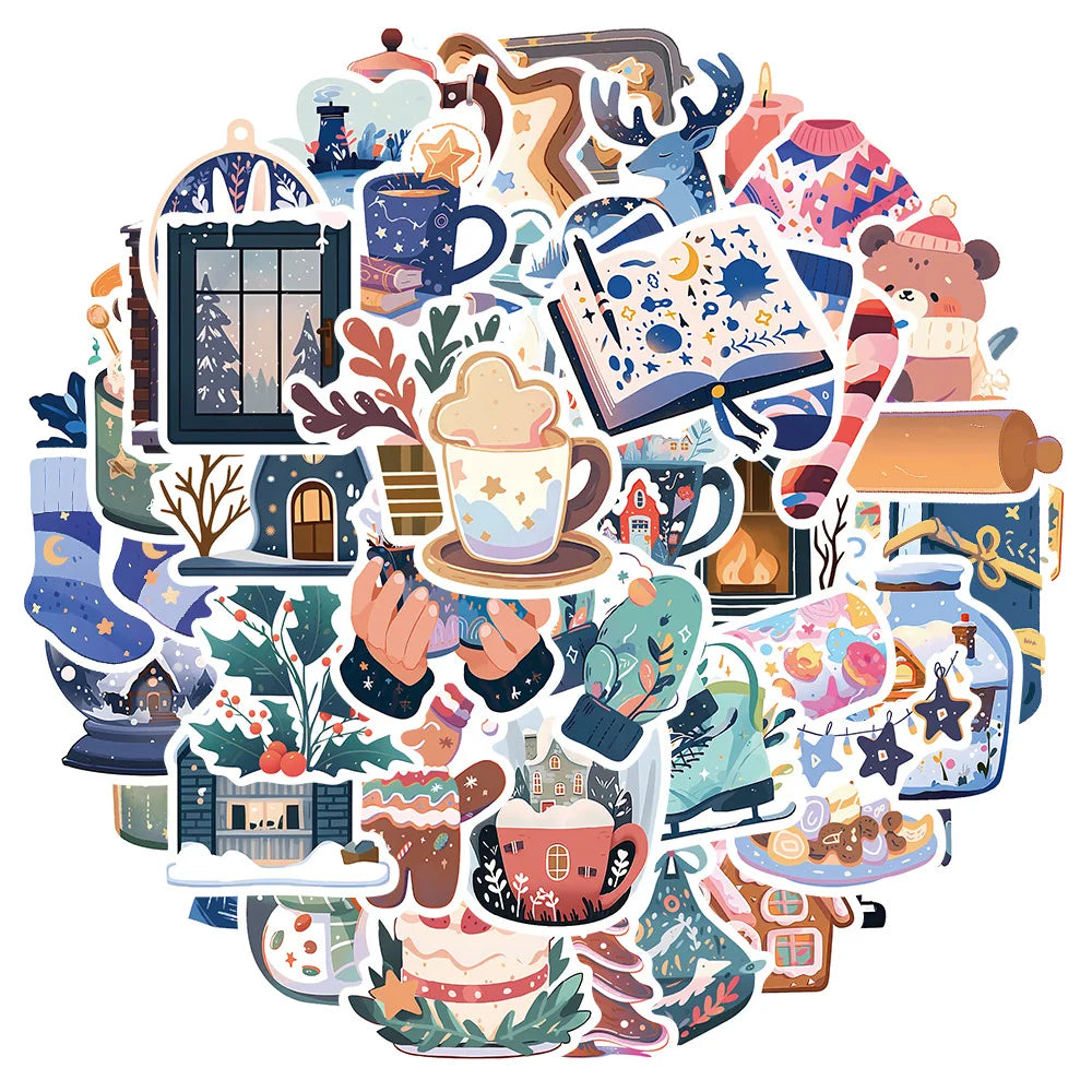 Kawaii Christmas Cartoon Stickers Set - Cute DIY Decoration for Suitcase, Notebook, Phone (ONLINE ORDER ONLY)