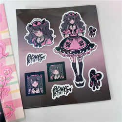 Korean Cute Maid Devil Angel Girl Stickers Scrapbooking DIY Album Decoration Sticker Aesthetic Personalized Kawaii Stationery (ONLINE ORDER ONLY)