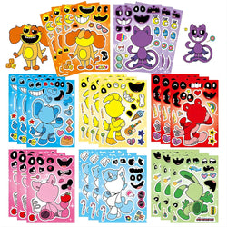 8/16Sheets Children DIY Smilling Critters Make a Face Puzzle Stickers Anime Character Jigsaw Assemble Kids Game Gift Party Favor (ONLINE ORDER ONLY)