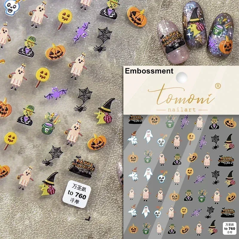 Cat Eye Shiny Blue Purple Spider Cross Love Heart Star Snake Web Jelly Thrilling Nail Art Stickers Manicure Decals Halloween (ONLINE ORDER ONLY)