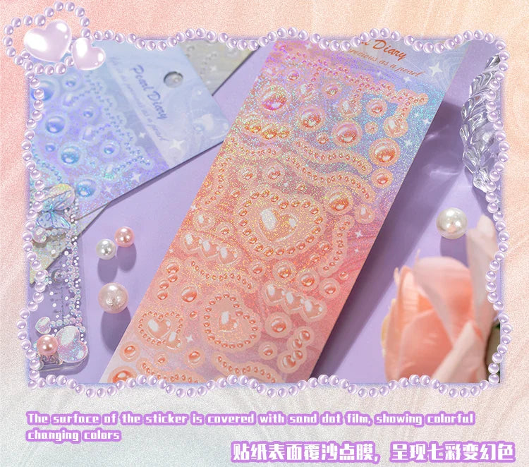 1Pcs Cute Love Romantic Pearl Scrapbooking Stickers Korean ins Hand Account Idol Card Album DIY Deco Material Stationery Sticker (ONLINE ORDER ONLY)