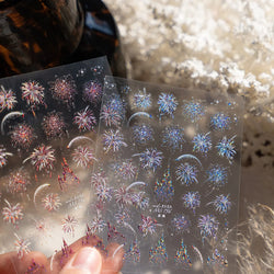 Colorful Fireworks Blooming Castle Romantic Brilliant Sky Self Adhesive Nail Art Stickers Star Shiny Rhinestone Manicure Decals (Online Order Only)