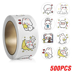 100-500pcs Children's Cartoon Animal Stickers Baby Stickers Kindergarten Inspirational Little Red Flower Reward Roll Stickers (ONLINE ORDER ONLY)