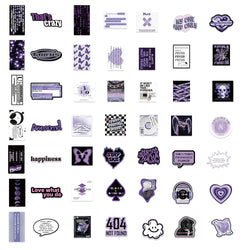 10/30/60PCS Ins Style Black Purple Stickers Aesthetic Cartoon Graffiti Toys DIY Fridge Skateboard Helmet Phone Wall Decals Toys (ONLINE ORDER ONLY)
