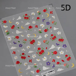 French Chic Mini Pink Rose Flower Bowknot Lace Ribbon Pearl White Little Flower Self Adhesive Nail Art Stickers Manicure Decals (ONLINE ORDER ONLY)
