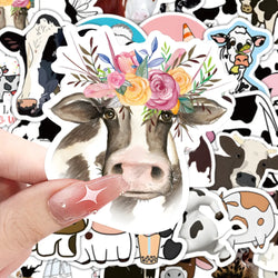 10/30/60PCS Dairy Cow Cartoon Stickers Animal Graffiti Decals Kids Toys Decoration Luggage Laptop Phone Guitar Car Bike Sticker (ONLINE ORDER ONLY)