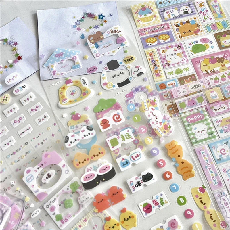8pcs Set Korean Ins Cute Cartoon Cut Film Sticker for Phone Camera Luggage Journal Sticker Kawaii Decoration Sticker Gift (ONLINE ORDER ONLY)