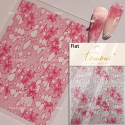 Retro Lace Gird Bowknot Love Heart Flower Leaves Fabric Art Photo Frame Embossed Self Adhesive Nail Art Stickers Manicure Decals (ONLINE ORDER ONLY)
