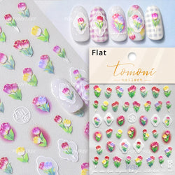 Chic Lavender Tulip Flower Bowknot Totem Center Symmetric Pattern Daisy Line Gird Self Adhesive Nail Art Stickers Manicure Decal (ONLINE ORDER ONLY)