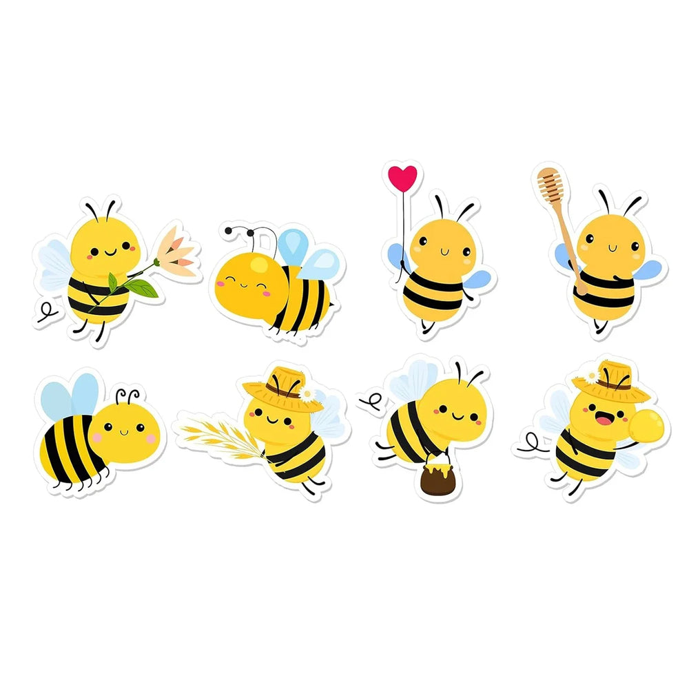 100-500pcs Cartoon Bee Stickers Cute Animal Sticker Waterproof Self-Adhesive Paper Mobile Rewards Sealing Label Decal Stationery (ONLINE ORDER ONLY)