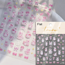 Romantic Candle Holder Lace Rambler Rose Pink Flower Bowknot Candlestick Ribbon Adhesive Nail Art Stickers Shiny Manicure Decals (ONLINE ORDER ONLY)