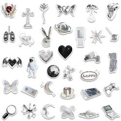 66pcs Korean Silvery Girly Stickers Pack Stationery Laptop Ipad Phone Sticker DIY Scrapbooking Supplies Journal Accessories (ONLINE ORDER ONLY)