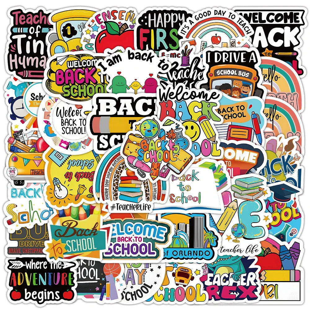 Cartoon School Supplies Stickers for Kids - Laptop, Phone, Fridge, Stationery (Online Order Only)