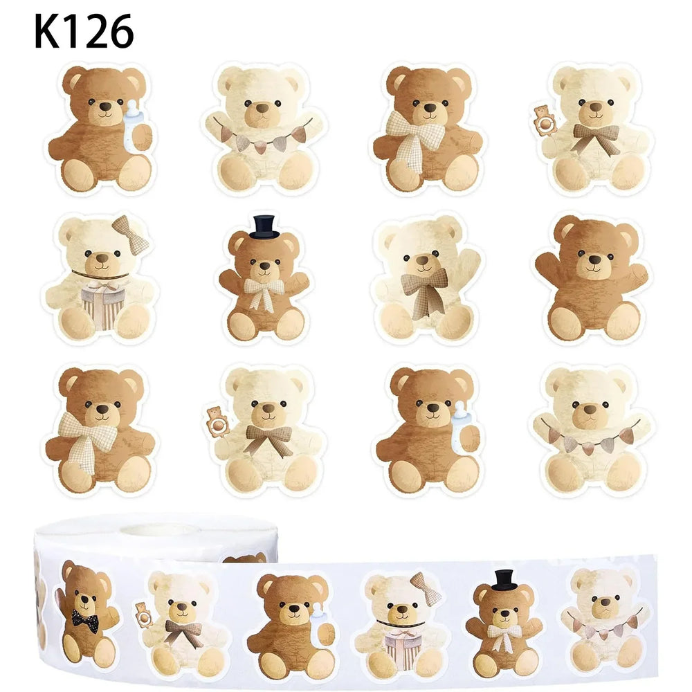50-500pcs Cartoon Cute Bear Sticker Children Reward Encouragement Sticker Birthday Party Gift Packaging Sealing Decor Lables (ONLINE ORDER ONLY)