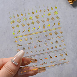 1PCS Laser Gold Snowflake Christmas Tree Nail Sticker 3D Adhesive Nail Decals Nail Art Accessories New Christmas Decoration 2024 (ONLINE ORDER ONLY)