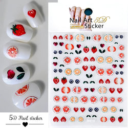 1Pc Sweet Cute Fresh Red Cherry Pattern Nail Stickers Self Adhesive Fruit Design Decals Women & Girls Homemade Manicure Supplies (ONLINE ORDER ONLY)