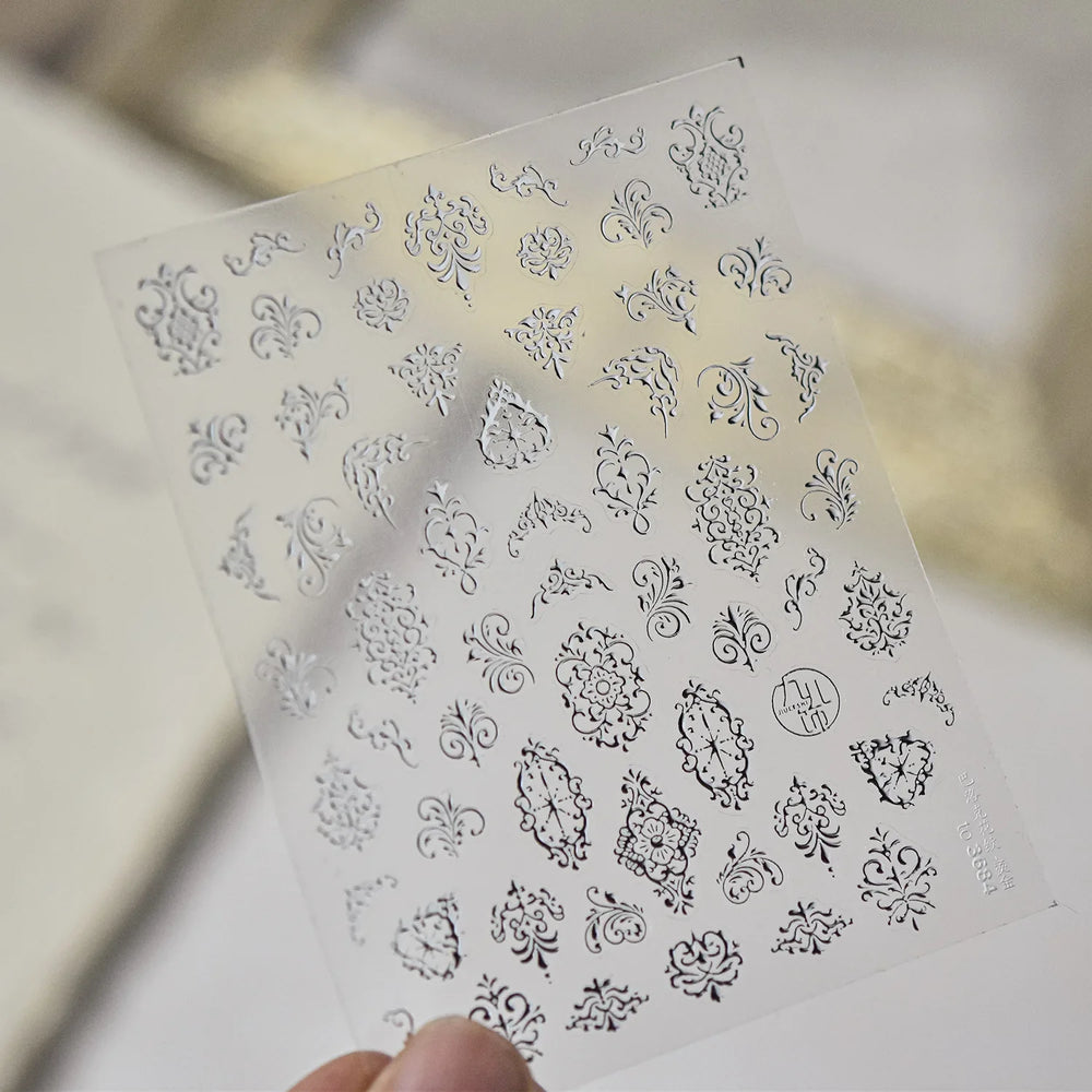 Baroque Figure Flower Totem Geometric Star Love Heart Hot Stamping Embossed Relief Self Adhesive Nail Art Sticker Manicure Decal (ONLINE ORDER ONLY)