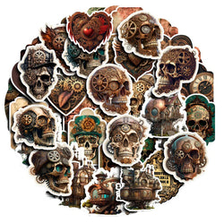 10/30/50pcs Vintage Steampunk Skull Collection Sticker Packs (ONLINE ORDER ONLY)