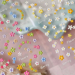 Mini Colourful Flower Black Yellow Petal Wreath 5D Chic Embossed Reliefs Delicate Self Adhesive Nail Art Stickers Manicure Decal (Online Order Only)