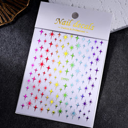 1Sheet Laser Star Nail Stickers 3D Metallic Mirror Gold/Silver Irregular Star Manicure Decals Y2K Self Adhesive Nails Decoration (ONLINE ORDER ONLY)