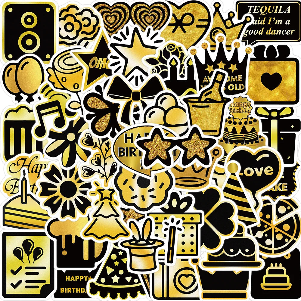 50PCS Cute Cartoon Birthday Stickers for Kids DIY Notebook Luggage Laptop Decals (ONLINE ORDER ONLY)