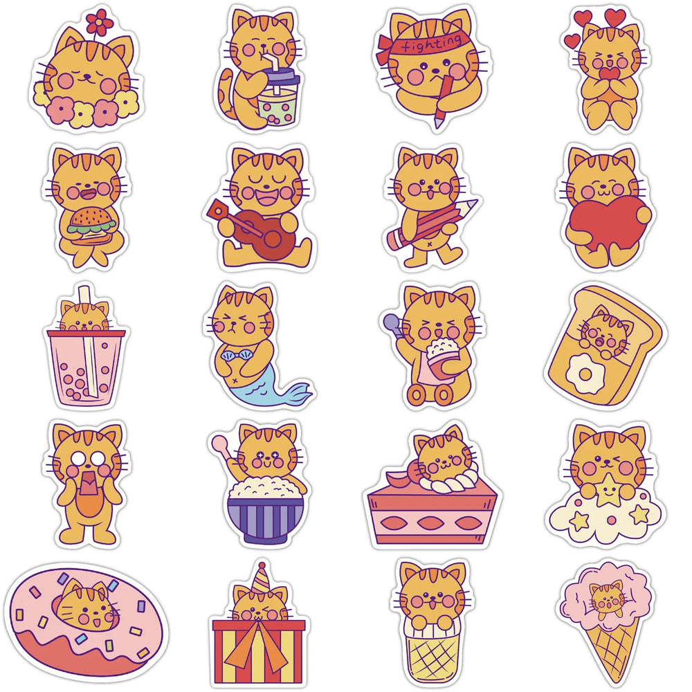 40PCS  Cat MEME Funny Animals Stickers Vintage Toy DIY Kids Notebook Luggage Motorcycle Laptop Refrigerator Decals Graffiti (Online Order Only)