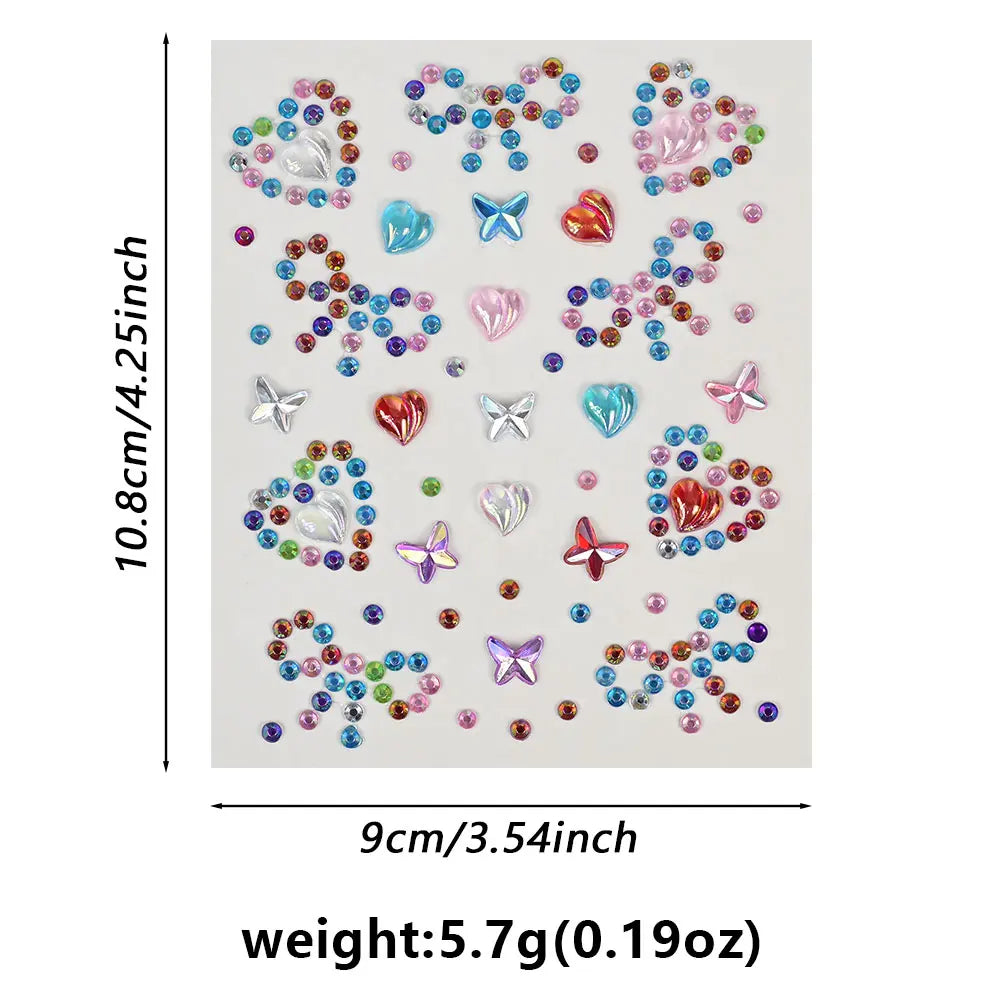 1pc Star-Shaped Rhinestone Sticker Sparkling Acrylic Rhinestone Face Decals Butterfly & Floral Designs for Party/Stage/Festivals (ONLINE ORDER ONLY)