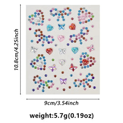 1pc Star-Shaped Rhinestone Sticker Sparkling Acrylic Rhinestone Face Decals Butterfly & Floral Designs for Party/Stage/Festivals (ONLINE ORDER ONLY)