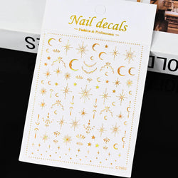 Gold Silver Wing Nail Art Stickers 3D Metal Chain Heart Love Sun Moon Star Gel Polish Adhesive Manicure Slider Decor Accessories (ONLINE ORDER ONLY)