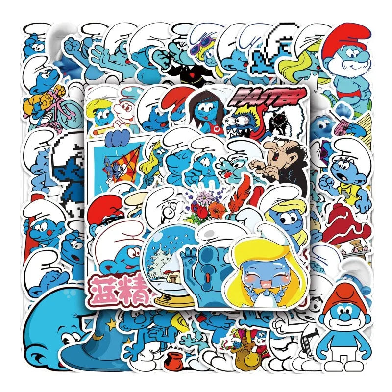 50PCS Smurfs Stickers for Laptop, Phone, Car, Scooter, Suitcase, Water Bottle, Stationery, Refrigerator (Online Order Only)