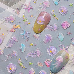 Star Drift Bottle Current Bottle Jellyfish Marine Meteor Water Bubble Love Heart Self Adhesive Nail Art Stickers Manicure Decals (ONLINE ORDER ONLY)