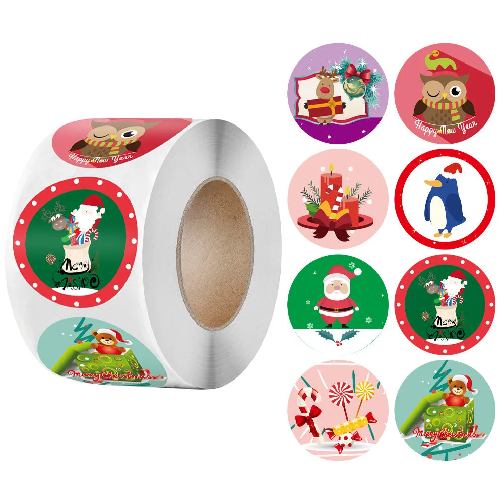 100-500Pcs New Merry Christmas Stickers Gift Packaging Seal Labels for New year decor, Greeting cards, Candy bags Stickers (ONLINE ORDER ONLY)