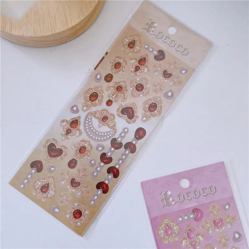 Cute Love Gem Pearl Stickers Diary Scrapbooking DIY Album Decoration Sticker Aesthetic Personalized INS Kawaii Korean Stationery (ONLINE ORDER ONLY)