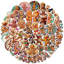 10/30/50PCS Christmas Gingerbread Man Cartoon Stickers Decals Gift Waterproof Laptop Luggage Fridge Phone Suitcase Bike DIY Toys (Online Order Only)