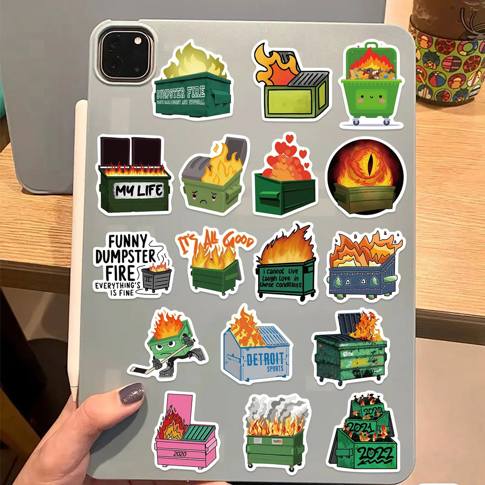 56Pcs Creative Dumpster on Fire Stickers For Phone Suitcase Journal Accessories Scrapbooking Supplies DIY Graffiti Stickers (Online Order Only)