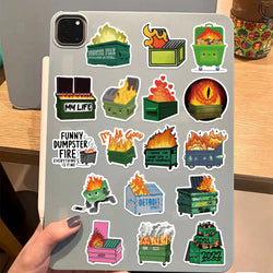 56Pcs Creative Dumpster on Fire Stickers For Phone Suitcase Journal Accessories Scrapbooking Supplies DIY Graffiti Stickers (Online Order Only)