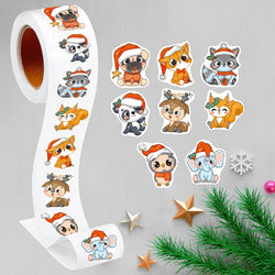 100-500pcs Heterotypic Christmas Themed Animals Stickers 8 Designs 2.5cm/1.0'' DlY Graffiti Holiday Party Decoration Labels (ONLINE ORDER ONLY)