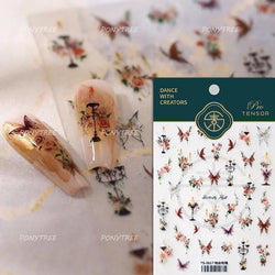 Chic Romantic Red White Flower Hot Stamping 5D Self Adhesive Nail Art Stickers Shiny Dreamy Camellia Rhinestone Manicure Decals (ONLINE ORDER ONLY)
