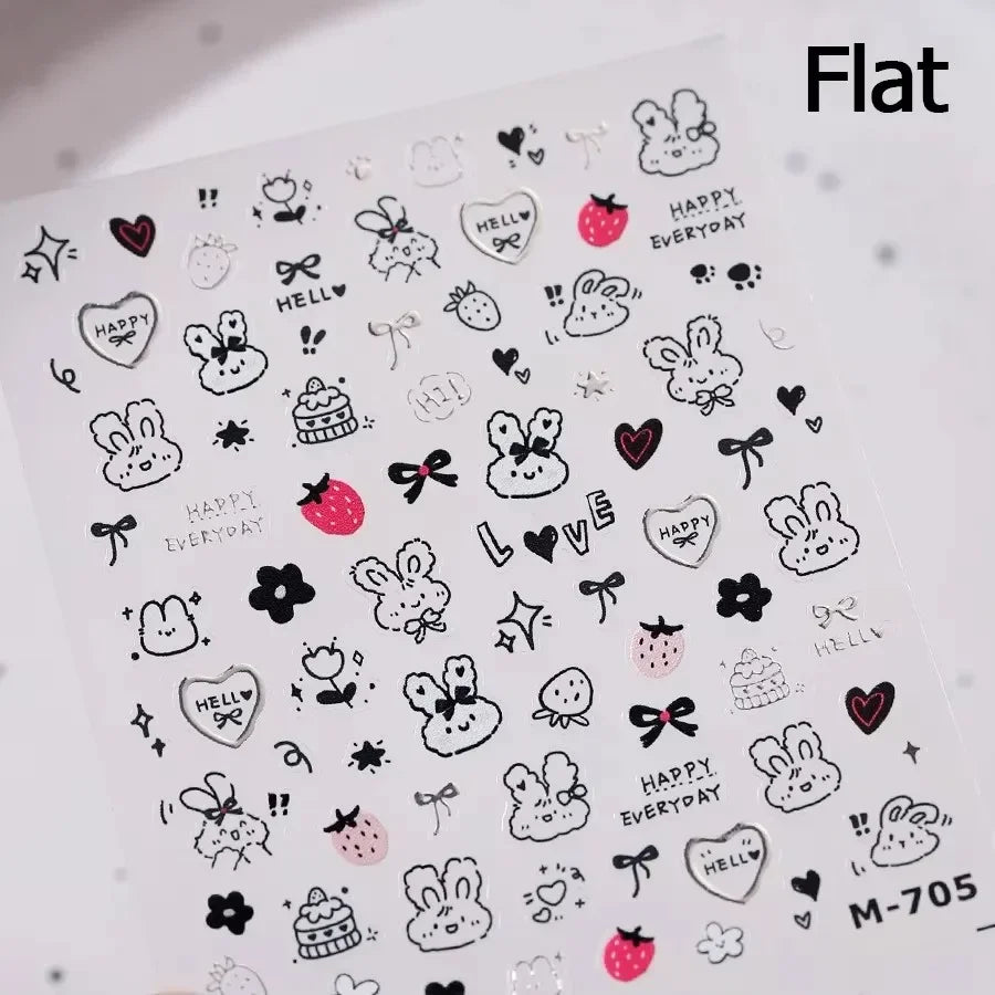 Cute Mango Dog Puppy Bear Bichon Blueberries Strawberry Cake Fruit Juice Desserts Corgi Adhesive Nail Art Sticker Manicure Decal (Online Order Only)