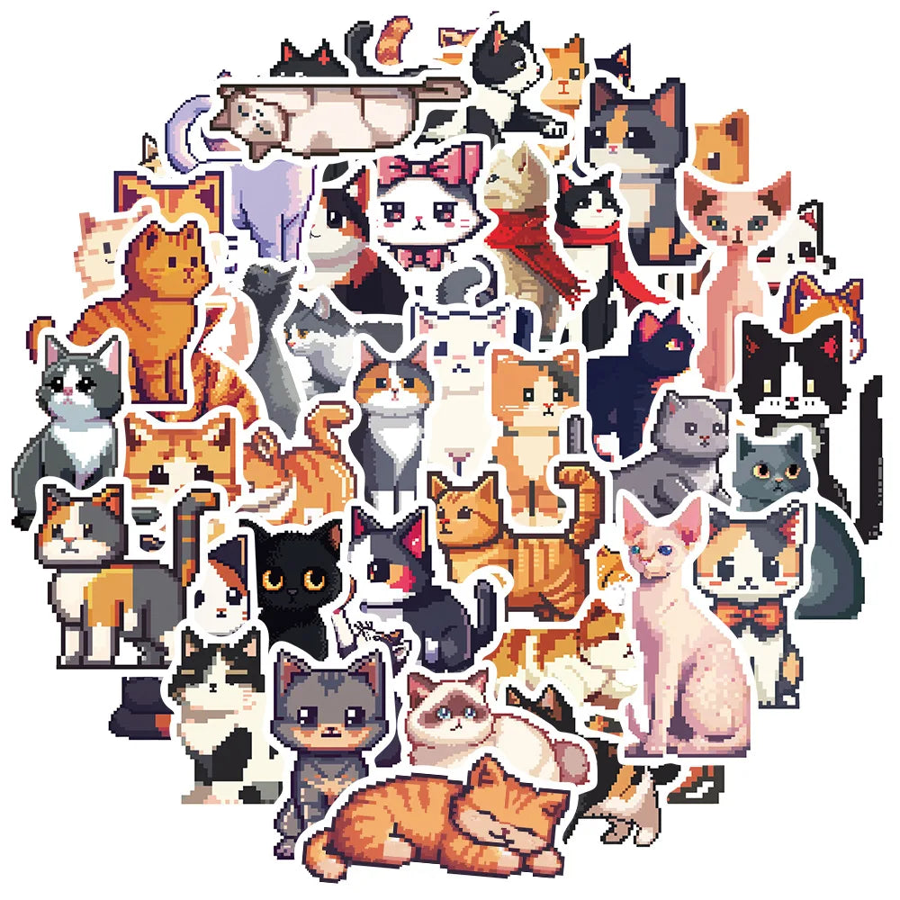 Cute Cartoon Cat Stickers for Suitcase, Skateboard, Laptop, Phone - 10/30/50Pcs (ONLINE ORDER ONLY)