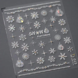 Bronzing Jelly Laser Snowflake Christmas Hot 5D Soft Embossed Relief Self Adhesive Nail Art Decoration Sticker 3D Manicure Decal (ONLINE ORDER ONLY)