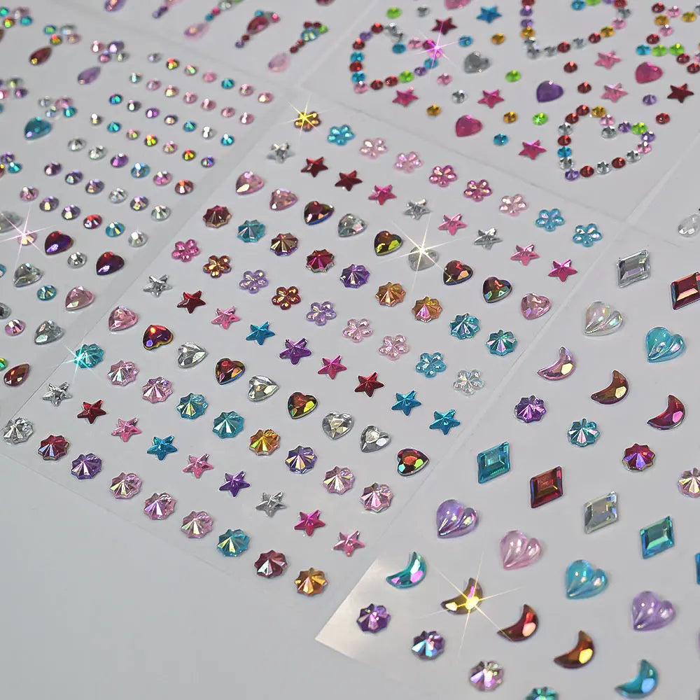 1pc Star-Shaped Rhinestone Sticker Sparkling Acrylic Rhinestone Face Decals Butterfly & Floral Designs for Party/Stage/Festivals (ONLINE ORDER ONLY)