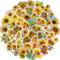 10/30/50PCS Pastoral Sunflower PVC Sticker Aesthetic Decoration Scrapbooking Stationery DIY Hand Accounting School Supplies (Online Order Only)