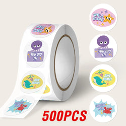 100-500pcs Round 1inch Cartoon Animal stickers for kids Teacher Reward Encourage Sticker Office Stationery (Online Order Only)