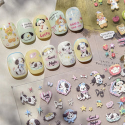 Cute Bear Star Dog Bowknot Love Heart Good Night Bone Bread Flower Self Adhesive Nail Art Decorations Stickers Manicure Decals (Online Order Only)