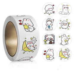 100-500Pcs 2.5cm Korean Cute Animal Stickers Roll for Envelope Praise Reward Student Kid Work Label Kawaii Stationery Seal Lable (Online Order Only)